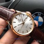 TF Factory Omega Deville Day Date Silver Dial Rose Gold Case 39mm 8205 Automatic Watch